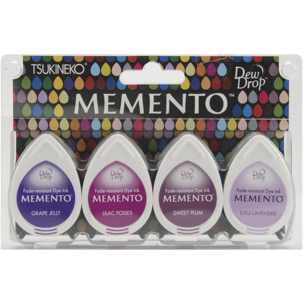 Memento Dew Drop Dye Ink Pads 4 Pack Juicy Purples Stamping and